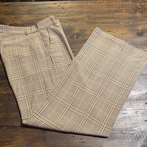 GAP Brown Checkered Wide-Leg Dress Pants, 13 TALL
